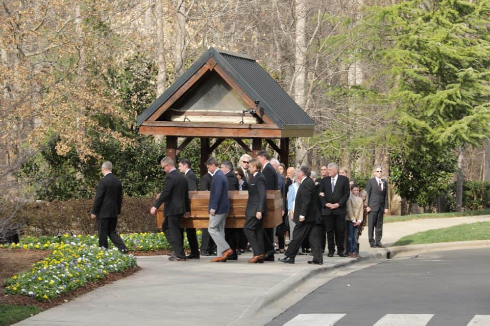 Billy Graham's family was there as his grandsons carried his casket into the Billy Graham Library. The Library is currently closed, but the public is invited to visit the property on Monday and Tuesday, Feb. 26 and 27 as Mr. Graham lies in repose. 