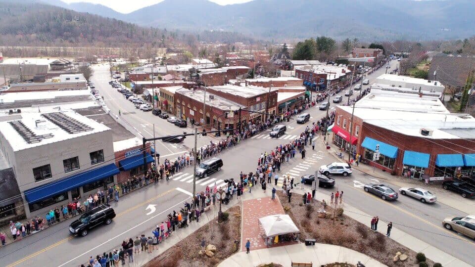 An aerial view of Black Mountain, North Carolina, where Billy and Ruth Graham used to frequent a local drugstore that's now the Town Hall & General Store.