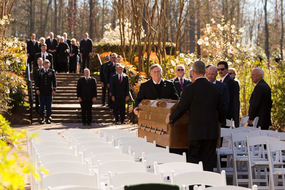 Mr. Graham’s casket being carried to the interment service. He will be buried beside his wife, Ruth Bell Graham, who died June 14, 2007.