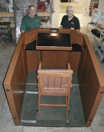 Billy Graham’s final pulpit, which he preached from during the closing service of a Franklin Graham Festival in Baltimore on July 9, 2006. The pulpit was built by the maintenance team at the Billy Graham Training Center at The Cove and allowed him to sit or stand.