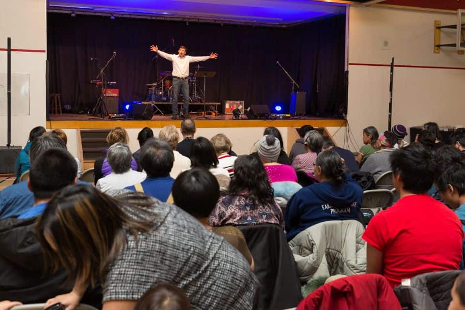 “God loves you. God loves you more than anything else in this world. He loves the people here in Rankin Inlet. … God has a plan and purpose for your life," Will Graham encouraged the multi-generational crowd at the Friday night evangelistic event.