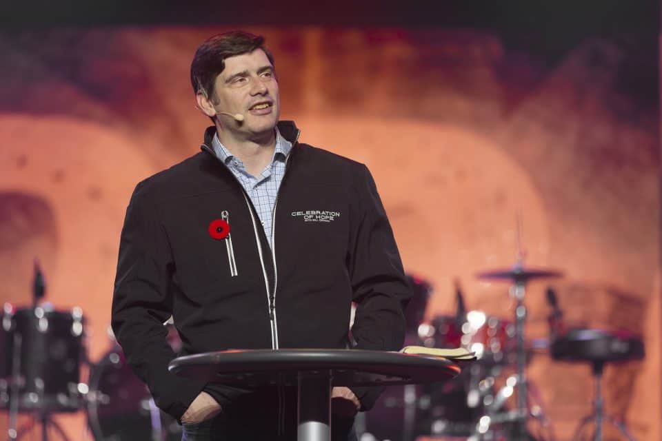 “Our sin separates us from God,” Will Graham told thousands gathered at the Mile One Centre in St. John’s Saturday night. “For the wages of sin is death. And Jesus had to die to pay your bill. He died on a cross because He loves you.”