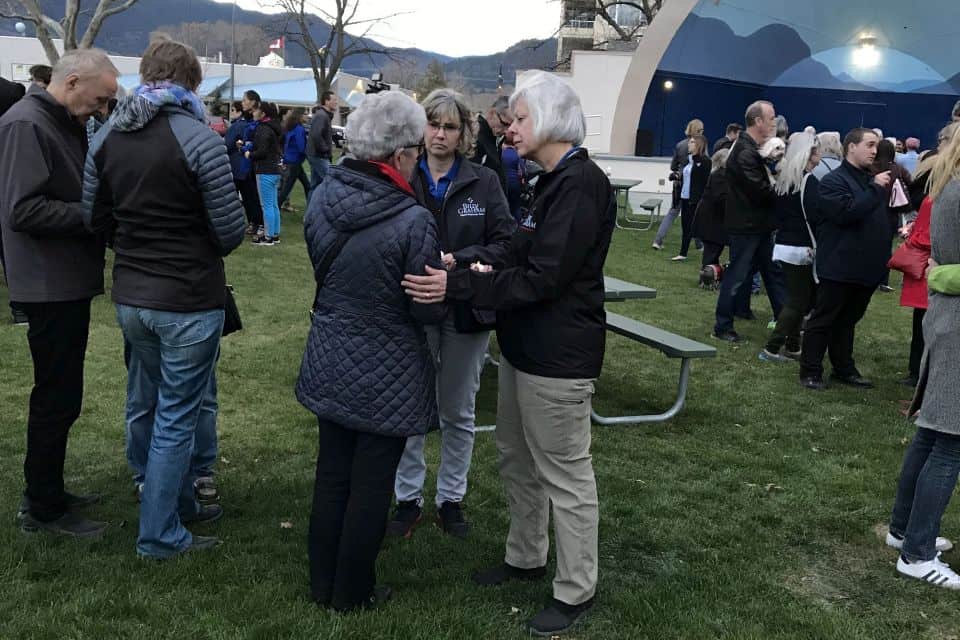 Rapid Response Team chaplains provided emotional and spiritual care at a candlelight vigil on April 17 in Gyro Park in Penticton, BC.