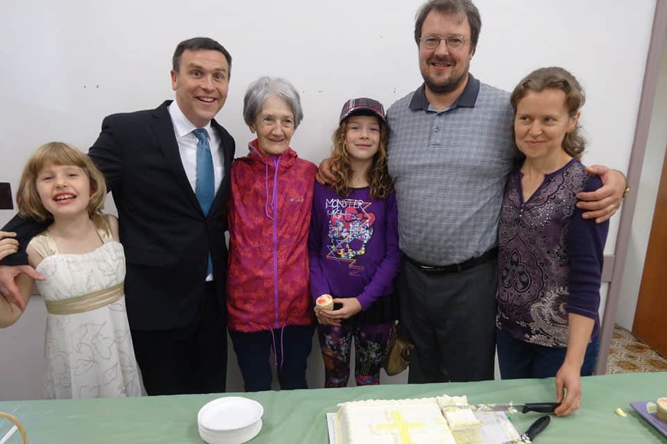 Luca Lambruschini once considered himself an atheist. Now he can't imagine life without Jesus, and his faith has had a ripple effect in his family. Luca is pictured (second from the right) with his family and pastor at his oldest daughter's baptism in October 2017.