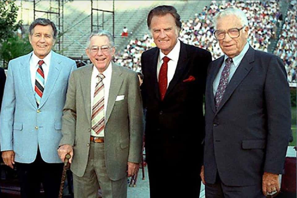 The ministry team of (L-R) Cliff Barrows, Grady Wilson, Billy Graham and George Beverly Shea remained strongly rooted in Biblical principles long after the Modesto Manifesto was drafted.