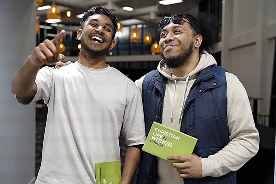 Isaac Proctor (left) and Jerome Muaimalae (right) have a heart for reaching their generation with the Gospel—especially in a country where six out of 10 people don't believe in God. They recently took part in the free Christian Life and Witness Course and will serve as counselors at the upcoming God Loves You Tour with Franklin Graham in New Zealand.