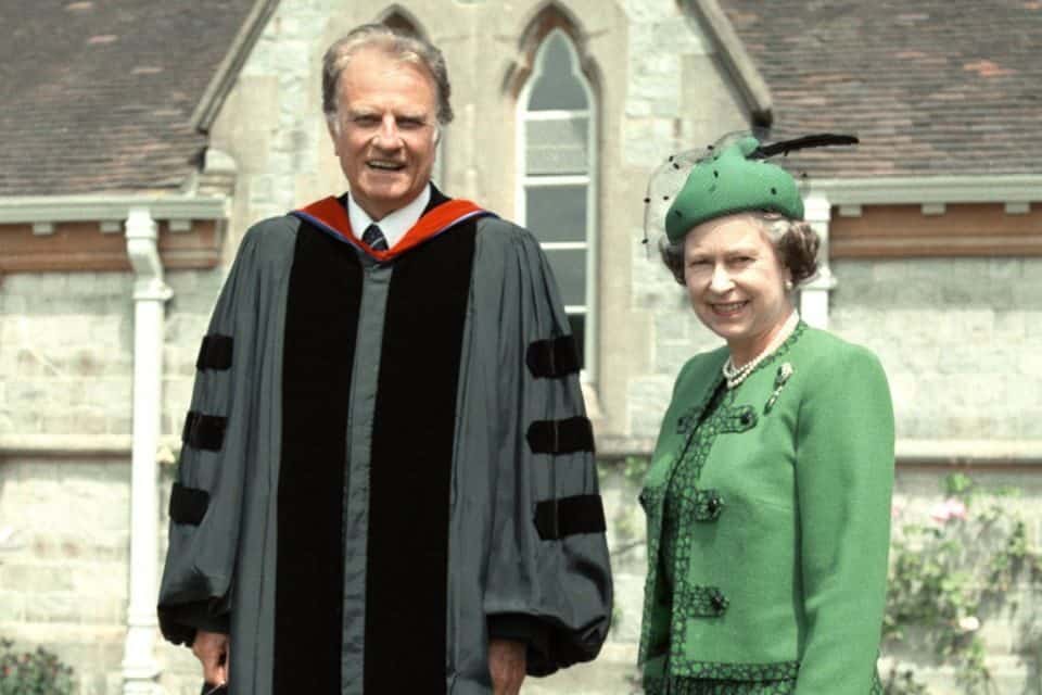 Billy Graham with Queen Elizabeth II in 1989. Billy Graham passed away in 2018 at age 99.