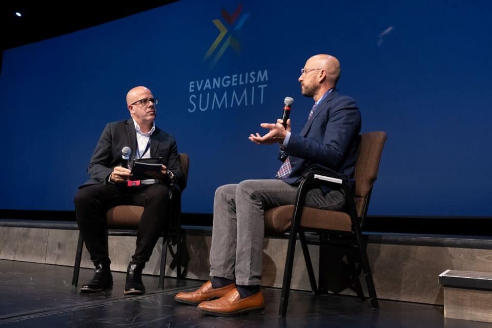 Mark Miller (left) and Billy Graham Evangelistic Association lawyer Justin Arnot discussed the legal challenges BGEA has faced in proclaiming the Gospel in the U.K.