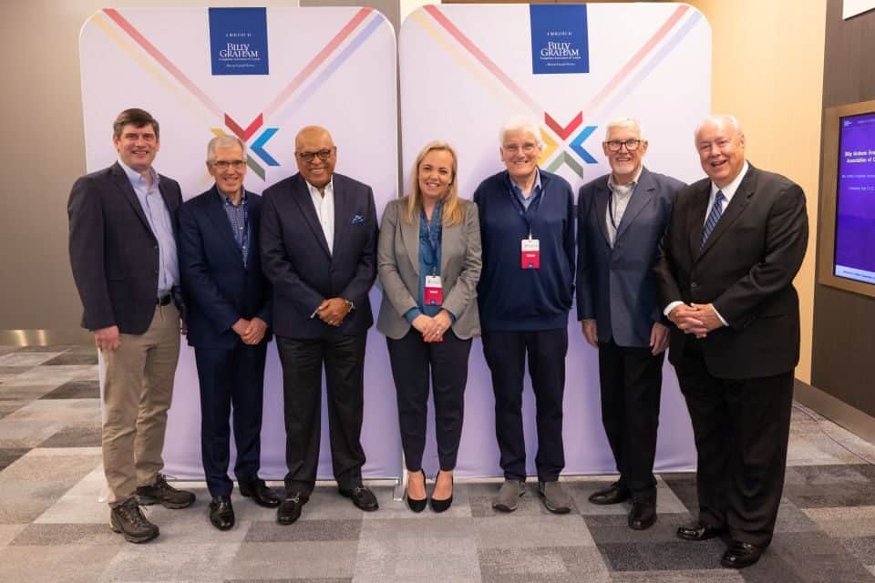 The Halifax Summit’s guest speakers gathered for a photo: Will Graham (left), Rev. Dr. Hugh Osgood, Dr. Crawford Loritts, Dr. Amy Orr-Ewing, Dr. Charles Price, Rev. David Arrol Macfarlane, and Dr. David Bruce.