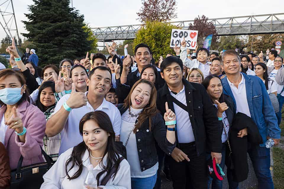 A crowd gathers outside Mediolanum Forum during Franklin Graham's Noi Festival in Milan, Italy, this past October. Franklin Graham will return to Italy this fall for one of several outreaches planned in 2023.