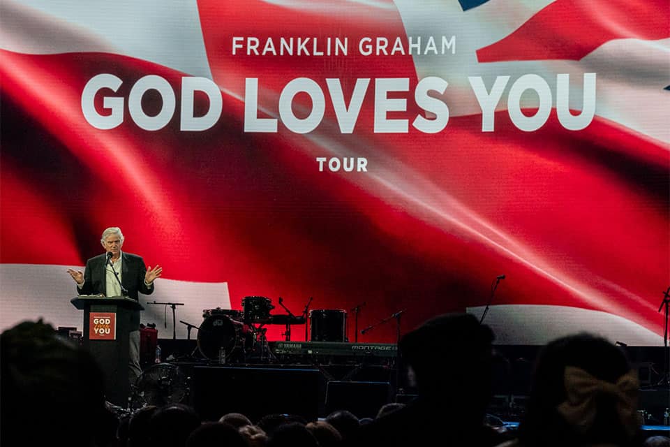 Franklin Graham preached on the Prodigal Son (Luke 15)—and how he repented of his sin and was forgiven at the age of 22. “God in Heaven is watching you tonight. God will do the same thing for you.”